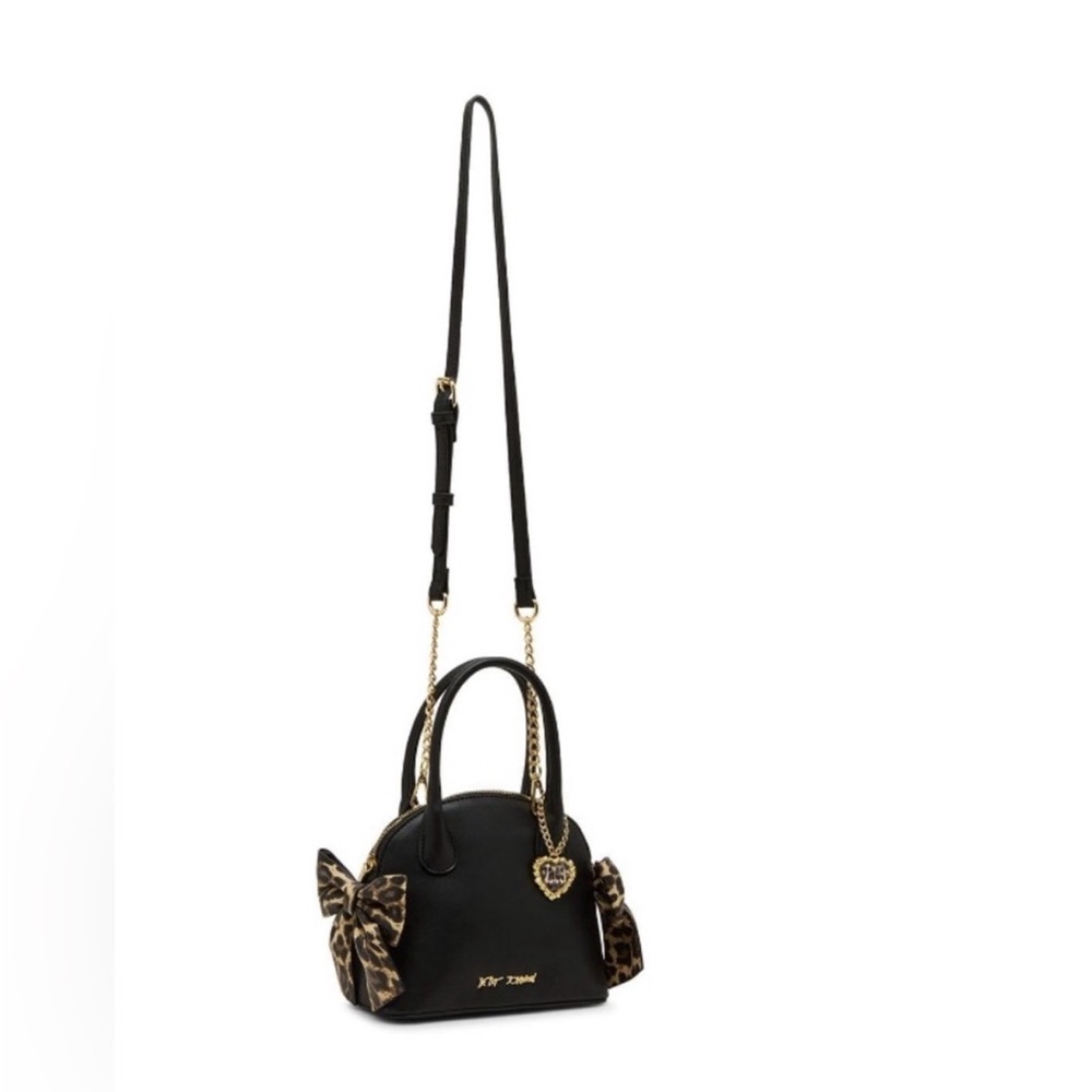 Betsey Johnson Black Satchel with Leopard Details - Picture 5 of 5